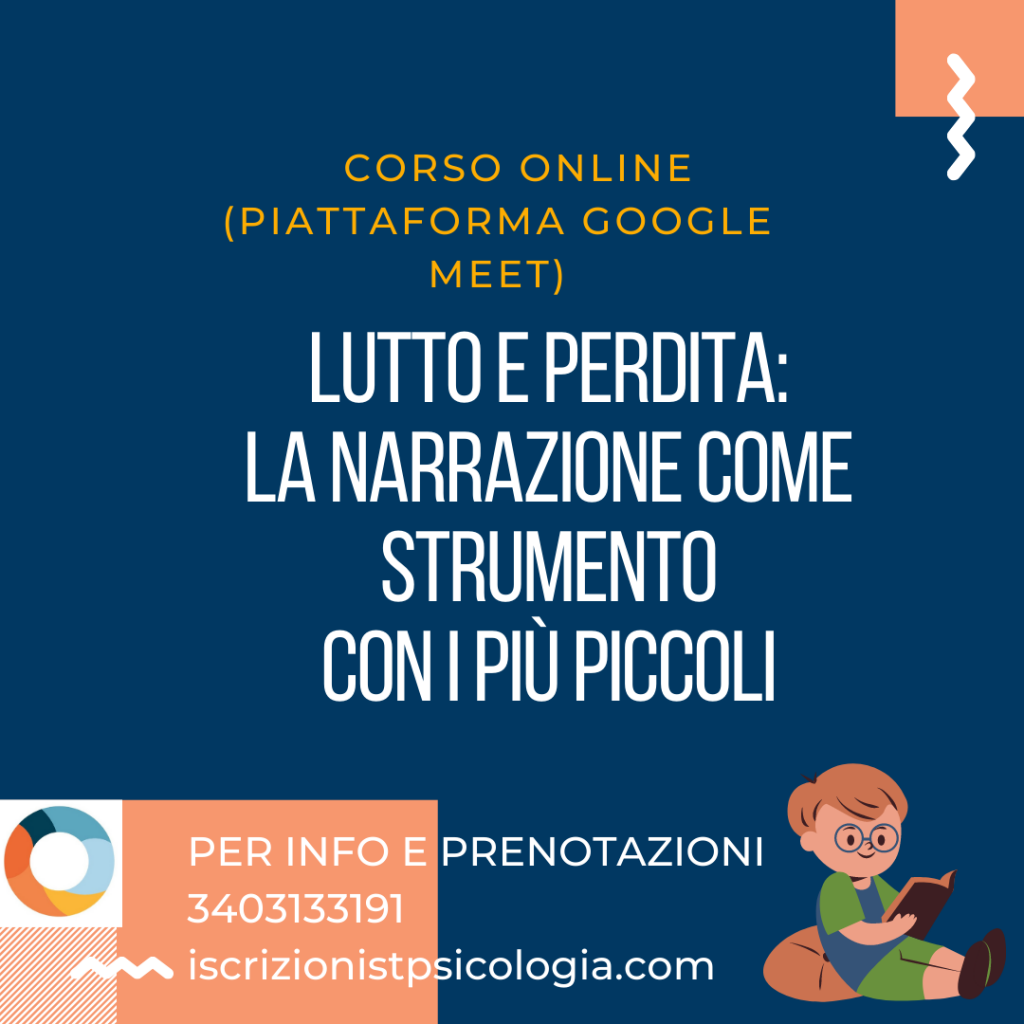 Locandina del corso online “Lutto e perdita: la narrazione come strumento con i più piccoli”